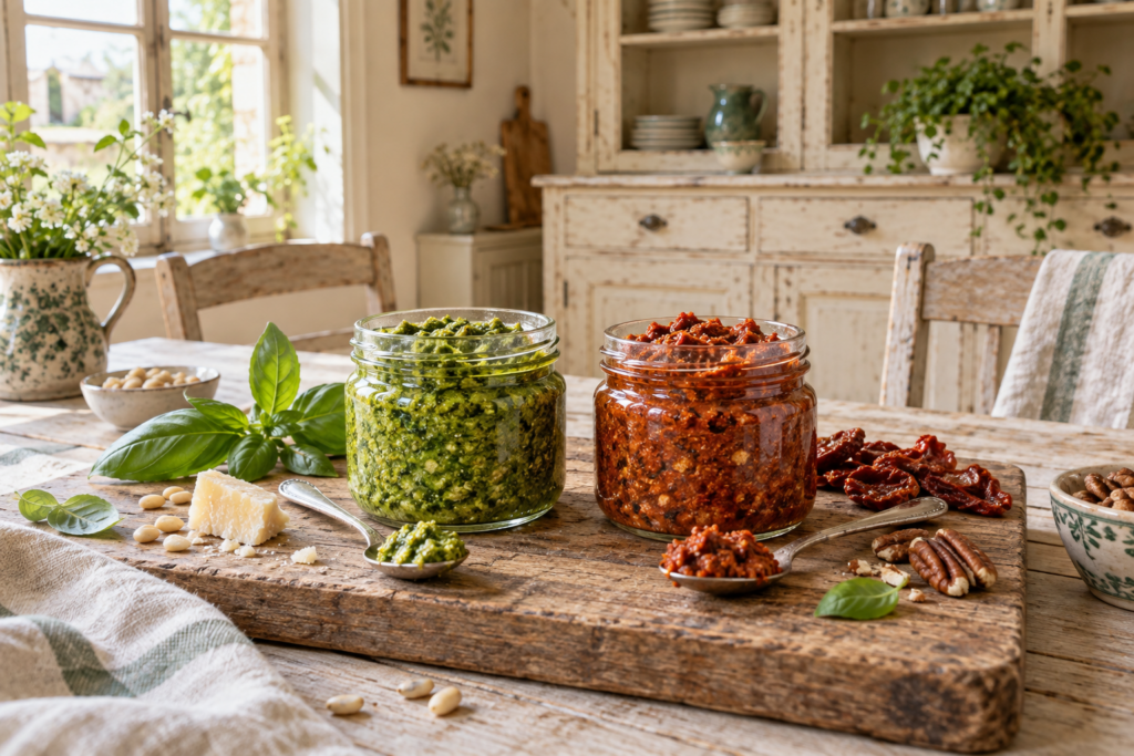 Pesto: Basillie en Songedroogde Tamatie