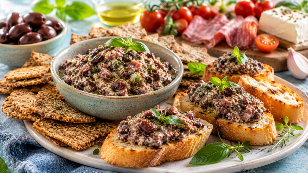 Salami en Olyf growwe tapenade
