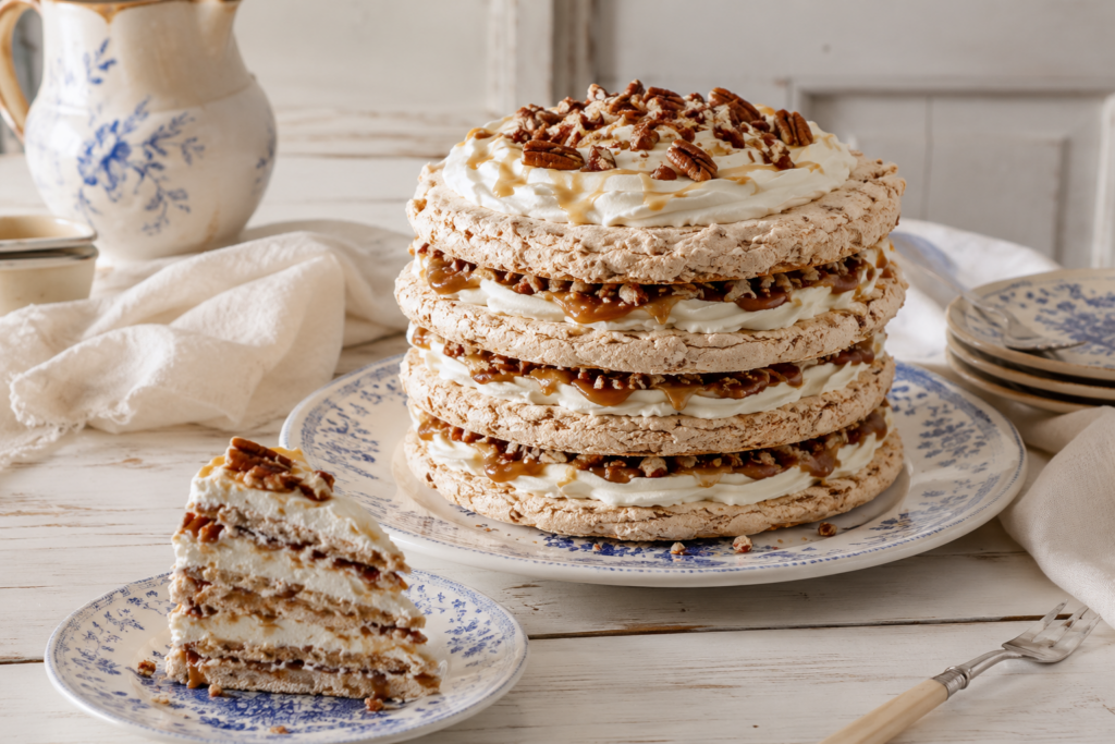 Pekan-Meringue Karamel koek