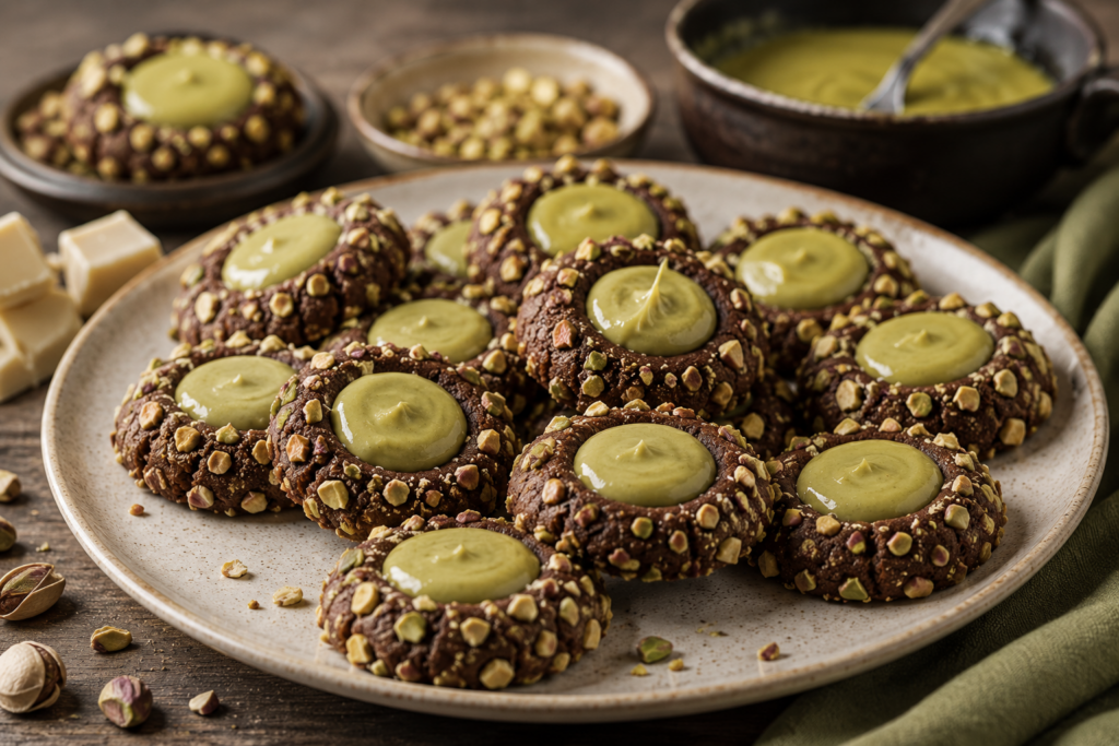 Pistasie ganache duimpie koekies