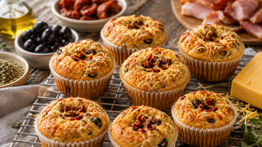 Pizza muffin met son gedroogde tamatie marmelade