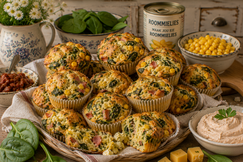 Spinasie en Roommielie muffin